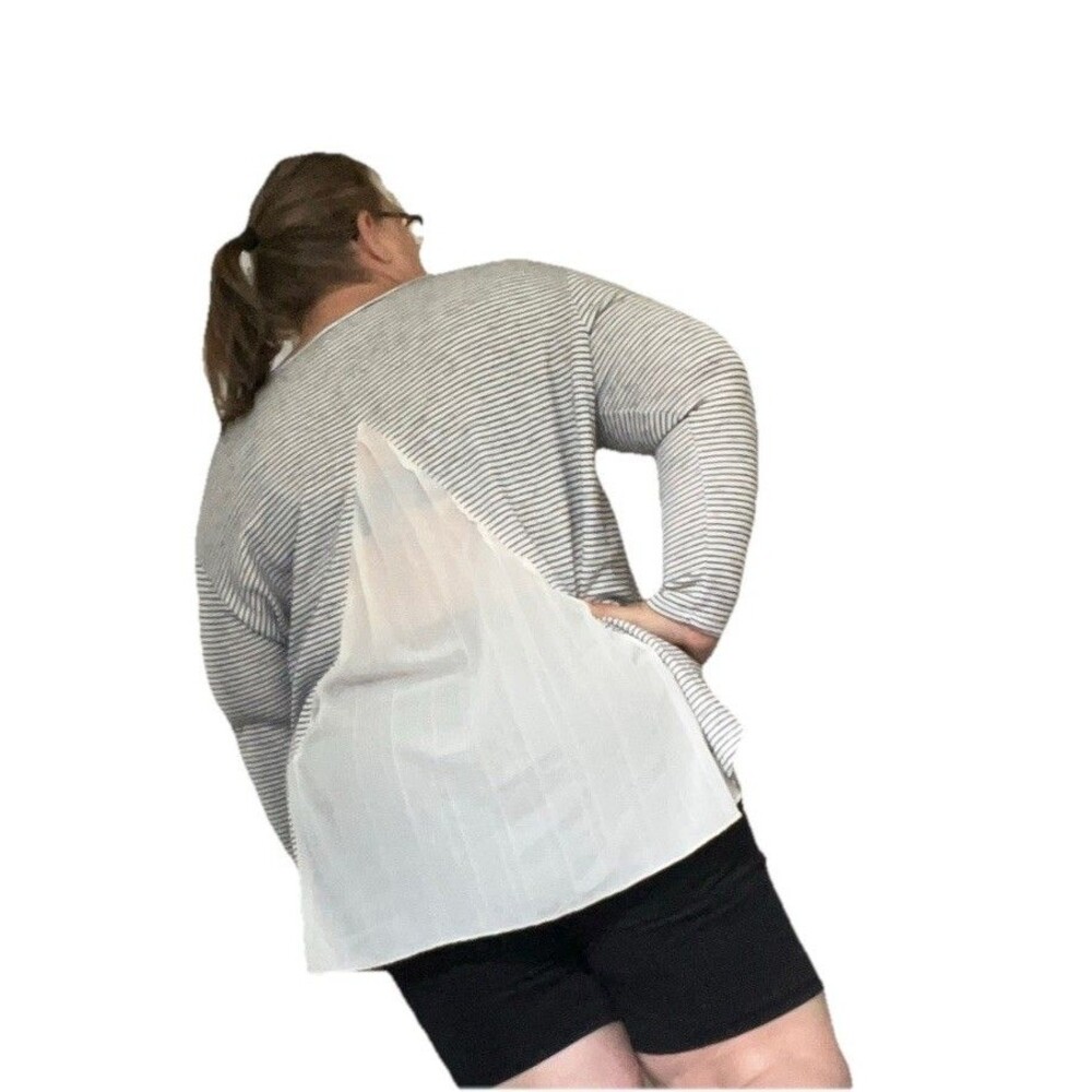 Lane Bryant Top 22/24 Stripes Pleated  Elevated Basic - Picture 3 of 8